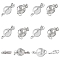 12 Sets 2 Styles Brass Box Clasps, Platinum, 15.5~16x8~10x6~8mm, Hole: 1~2mm, 6 sets/style