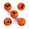 Silicone Beads, Round with Cat Shape, Orange, 15x15x15mm, Hole: 2mm