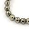 Natural Pyrite Beads Strands, Round, Dark Khaki, 4mm, Hole: 1mm, about 100pcs/strand, 15 inch