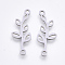 Tarnish Resistant 201 Stainless Steel Links connectors, Laser Cut Links, Branch with Leaf, Stainless Steel Color, 25x10x1mm, Hole: 1.5mm