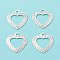 Brass Charms, Long-Lasting Plated, Cadmium Free & Lead Free, Hollow, Heart, 925 Sterling Silver Plated, 13x12x0.5mm, Hole: 1.5mm