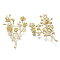Brass Brooch, with Clear Cubic Zirconia, Flower, Nickel Free, Real 18K Gold Plated, 45x32mm, Pin: 1mm