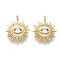 Brass Micro Pave Clear Cubic Zirconia Pendants, Sun with Eye, Nickel Free, Real 18K Gold Plated, 15x12x3mm, Hole: 1.4mm