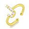 Rack Plating Brass Open Cuff Rings for Women, with ABS Imitation Pearl, Cadmium Free & Lead Free, Long-Lasting Plated, Letter, Letter J, Inner Diameter: 17mm, letter J: 11x7mm