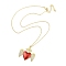 Brass Micro Pave Clear Cubic Zirconia Pendant Necklaces, Heart, Real 18K Gold Plated, 17.52 inch(445mm)