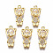 Brass Micro Pave Clear Cubic Zirconia Pendants, Nickel Free, Bear, Real 18K Gold Plated, 17x9x4mm, Hole: 1mm