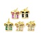 Brass Micro Pave Cubic Zirconia Pendants, Gift Charms, Long-Lasting Plated, Cadmium Free & Lead Free, Rack Plating, Real 18K Gold Plated, with Jump Ring, Mixed Color, 10.5x9.5x3mm, Hole: 3mm