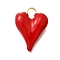 Brass Enamel Pendants, Heart Charm, Golden, Red, 27.5x21x8.5mm, Hole: 6x4.5mm