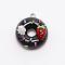Resin Pendants, with Alloy Findings, Imitation Food, Doughnut with Strawberry, Black, 25x21x14mm, Hole: 2mm