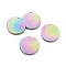Ion Plating(IP) 304 Stainless Steel Textured Pendants, Flat Round, Rainbow Color, 20x1mm, Hole: 1mm