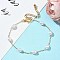 Oval ABS Imitation Pearl Beaded Link Bracelets for Women, with Ion Plating(IP) 304 Stainless Steel Chains, Real 18K Gold Plated, 7-3/8 inch(18.8cm) Long+60mm Extender