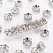 Brass Rhinestone Spacer Beads, Grade AAA, Wavy Edge, Nickel Free, Platinum Metal Color, Rondelle, Crystal, 4x2mm, Hole: 1mm