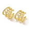Brass Micro Pave Clear Cubic Zirconia Cuff Earrings for Women, Real 18K Gold Plated, 14.5x13mm