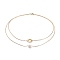 Double Layer Necklaces, with Natural Pearl Beads, 304 Stainless Steel Ring Links, Brass Cable Chains and Lobster Claw Clasps, Golden, 16.34 inch(41.5cm)