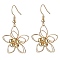 Brass Dangle Earrings, with 304 Stainless Steel Earring Hooks, Flower, Golden, 41.5x24mm