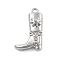 Brass Micro Pave Clear Cubic Zirconia Pendants, Cadmium Free & Nickel Free & Lead Free, Western Cowboy Shoes, Platinum, 17x10x5mm, Hole: 1.2mm