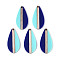Opaque Resin & Wood Pendants, Teardrop, Two Tone, Midnight Blue, 38x18x3.2~3.5mm, Hole: 2mm