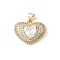 5Pcs Brass Micro Pave Clear Cubic Zirconia Pendants, Heart, Lead Free & Cadmium Free, Long-Lasting Plated, Rack Plating, Real 18K Gold Plated, Clear, 16x20x8mm, Hole: 5x3.5mm