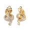 Rack Plating Alloy Rhinestone Pendants, CoBra Snake Charms, Golden, 29x14x11.5mm, Hole: 2mm
