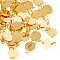 60Pcs Brass Links, Flat Round Connector Charms with Jump Rings, Golden, 12x0.5mm, Hole: 4mm, 60pcs/set