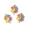Ion Plating(IP) 316L Surgical Stainless Steel Charms, Nickel Free, with Enamel, Clover Charm, Real 18K Gold Plated, 10.6x8x1.4mm, Hole: 1.2mm