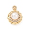 Eco-friendly Rack Plating Brass Micro Pave Cubic Zirconia Pendants, with ABS Platic Imitation Pearls, Cadmium Free & Lead Free, Long-Lasting Plated, Flower Charm, Real 18K Gold Plated, 26x19.5x12.5mm, Hole: 2x3.5mm