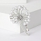 Dandelion Alloy Pave Crystal Rhinestone Brooch, with Imitation Pearl, Platinum, 51x35mm
