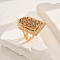 Brass Micro Pave Cubic Zirconia Geometric Statement Finger Rings for Women, Golden, Colorful, 31x20mm, Inner Diameter: Adjustable