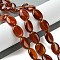 Natural Carnelian(Dyed & Heated) Beads Strands, Flat Oval, 14x10~10.5x6~6.5mm, Hole: 1mm, about 29pcs/strand, 15.94''(40.5cm)