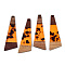 Transparent Resin & Walnut Wood Big Pendants, Trapezoid Charm, Coral, 57.5x19.5x3mm, Hole: 2mm