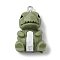 Opaque Resin Pendants, Animal Charms with Platinum Plated Iron Loops, Dinosaur, 30.5x19x11mm, Hole: 2mm