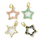 Rack Plating Eco-Friendly Brass Enamel Pendants, with Jump Ring, Long-Lasting Plated, Lead Free & Cadmium Free, Real 18K Gold Plated, Star Charm, Mixed Color, 16.5x14.5x2mm