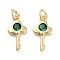 Brass Micro Pave Cubic Zirconia Charms, Cadmium Free & Nickel Free & Lead Free, with Jump Ring, Key, Real 18K Gold Plated, 13x7x2mm, Hole: 2.5mm