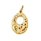 304 Stainless Steel Pendants, Ion Plating(IP), Oval Charm, Textured, with Jump Ring, Real 18K Gold Plated, 22.5x15x2mm, Hole: 2.5x5mm
