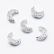 Brass Micro Pave Cubic Zirconia Pendants, Multi-strand Links, Cadmium Free & Nickel Free & Lead Free, Moon, Platinum, 8x6x3mm, Hole: 1x2.5mm