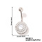 Chic Flat Round Brass Full Crystal Rhinestone Curved Barbell Belly Button Rings with Shiny Delicate Design, Platinum, 28x13mm