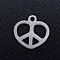 Non-Tarnish 201 Stainless Steel Charms, Heart with Peace Sign, Stainless Steel Color, 11.5x12x1mm, Hole: 1.5mm