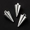 304 Stainless Steel Pendants, Spike/Cone, Silver, 13.5x7mm, Hole: 2mm