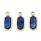 Natural Lapis Lazuli Rectangle Charms, with Ion Plating(IP) 304 Stainless Steel Findings, Real 18K Gold Plated, 12.5x5.5x2.5mm, Hole: 1.5mm