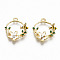 Alloy Enamel Pendants, with Crystal Rhinestone, Cadmium Free & Lead Free, Garland with Bee, Light Gold, Colorful, 21x18.5x3.5mm, Hole: 1.6mm