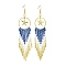 Ring with Starfish Tassel Glass Seed with Brass Boho Dangle Earrings, Golden, 115x26mm
