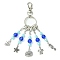 Alloy Fish/Starfish/Shell/ Sea Turtle/Sea Houre Pendant Decoration, with Acrylic/Glass Bead and Alloy Lobster Claw Clasps, Antique Silver, 12.4cm