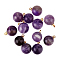 12Pcs Natural Amethyst Charms, with Brass Loops, Round, Golden, 14x10.5mm, Hole: 1.5mm