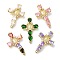 Rack Plating Brass Micro Pave Cubic Zirconia Links, Long-Lasting Plated, Cadmium Free & Lead Free, Cross with Virgin Mary Connector Charms, Mixed Color, 40x24.5x7mm, Hole: 1.8mm