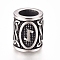 304 Stainless Steel European Beads, Large Hole Beads, Column with Runes/Futhark/Futhor, Antique Silver, 13.5x10mm, Hole: 6mm