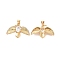 Brass Micro Pave Cubic Zirconia Pendants, Cadmium Free & Lead Free, Bird Charms, Golden, Clear, 27x31.5x5mm, Hole: 5x3mm