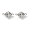 Brass Micro Pave Clear Cubic Zirconia Bicone Connector Charms, Cadmium Free & Nickel Free & Lead Free, Coin Links, Real Platinum Plated, 15x8mm, Hole: 1.5mm