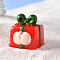 Christmas Themed Resin Gift Box Figurine, Micro Landscapes Ornament Accessories, Red, 27x25mm
