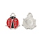 Alloy Enamel Pendants, Cadmium Free & Nickel Free & Lead Free, Ladybird Charm, Platinum, Red, 18x15x1.3mm, Hole: 2mm