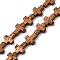 Electroplated Natural Lava Rock Beads Strands, Cross, Copper Plated, 10x8x4~4.5mm, Hole: 0.8~1mm, about 38pcs/strand, 31.10''(79cm)